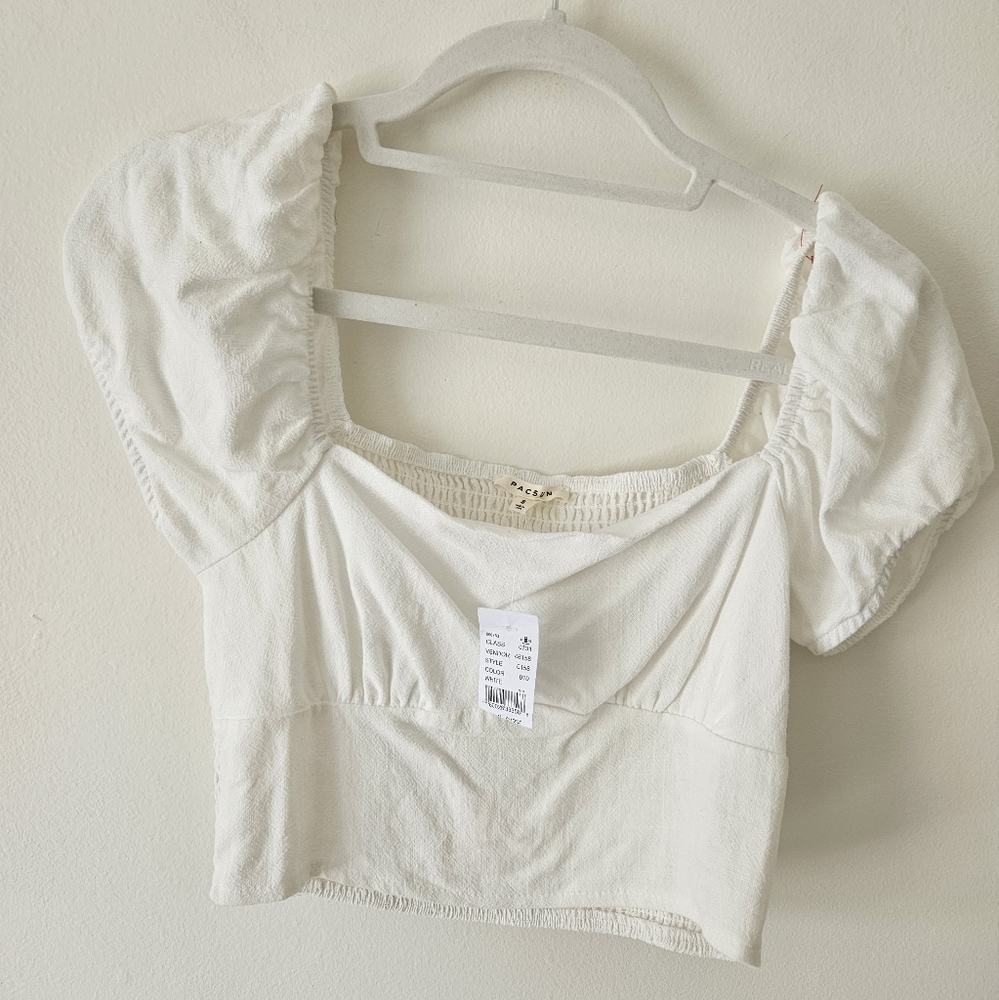 NWT pacsun white puff sleeve crop top